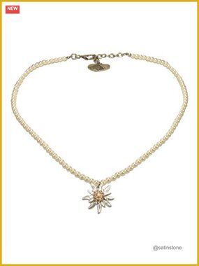 Traditional German Pendant Necklace Edelweiss Trachten